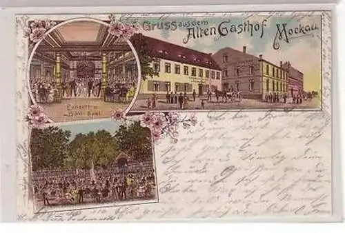 30/69 Ak Litho Gruss aus dem Alten Gasthof Mockau 1901