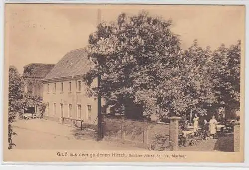 69274 Ak Gruß aus dem Gasthof Zum goldenen Hirsch Machern 1936