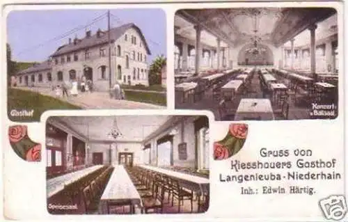 23235 Ak Grus vom Gasthof Langenleuba-Niederhain 1918