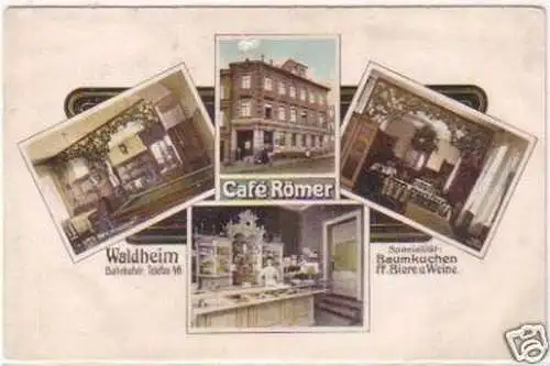 23326 Lithografie Café Römer Waldheim um 1910