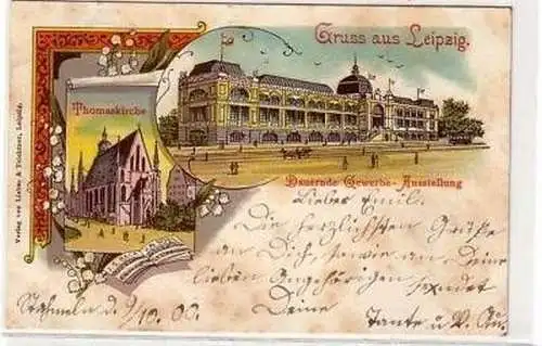 24/106 Ak Lithografie Gruss aus Leipzig 1900