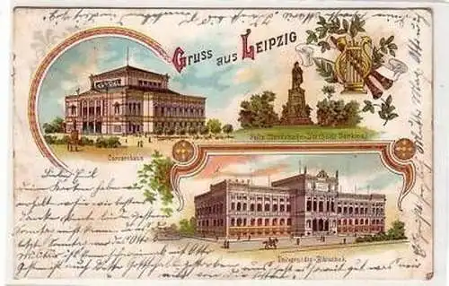 24/107 Ak Lithografie Gruss aus Leipzig 1901