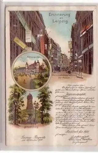 24/13 Ak Lithografie Erinnerung an Leipzig 1900