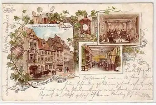 30/102 Ak Lithografie Der Thüringer Hof Leipzig 1898