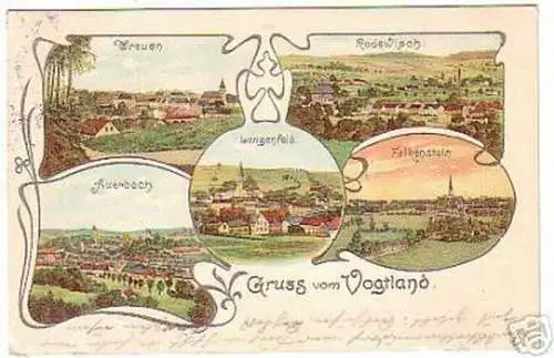 14032 Ak Lithographie Gruß vom Vogtland 1913