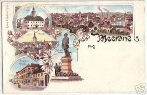 14275 Ak Lithographie Gruß aus Meerane in Sa. um 1900