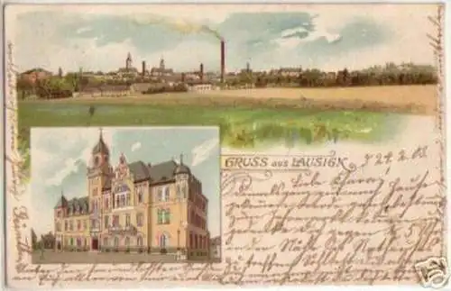 13674 Ak Lithographie Gruß aus Lausigk 1903