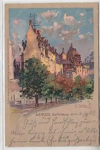 63180 Ak Leipzig Barfußberg Künstlerpostkarte Bruno Bürger & Ottilie 1899