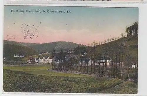 61612 Ak Gruß aus Hirschberg bei Olbernhau in Sachsen Totalansicht 1915