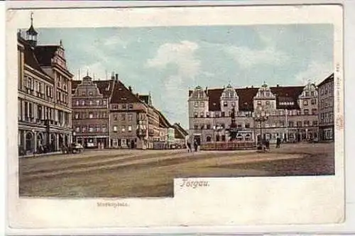 28732 Ak Torgau Marktplatz mit Geschäften um 1910