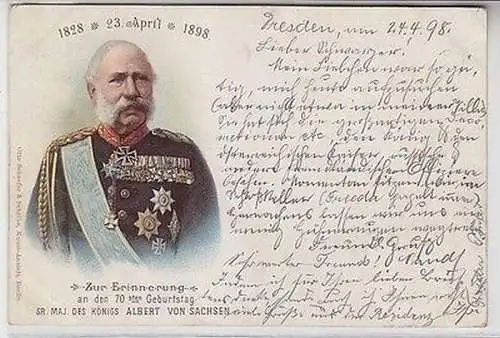 62780 Ak Zur Erinnerung des 70. Geburtstag des König Albert von Sachsen 1898