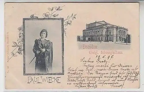 63143 AK Dresden Kgl. Schauspielhaus und Porträt Paul Wiecke 1898