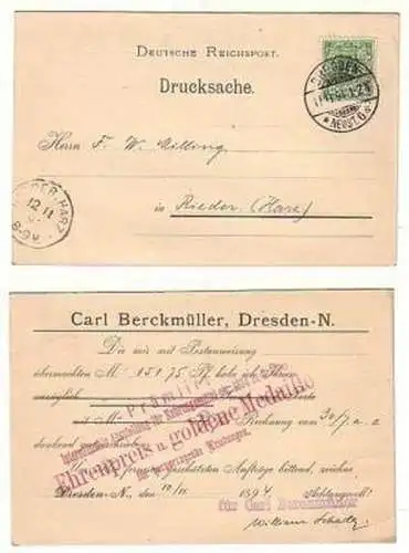 18087 Reklame Ak Dresden Carl Berckmüller 1894