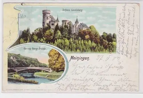 23690 AK Meiningen - Schloß Landsberg, Herzog Georg-Brücke 1902