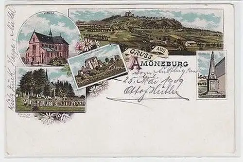 63703 Ak Lithographie Gruß aus Amöneburg um 1900