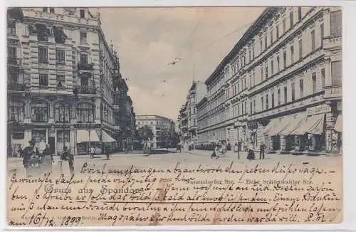 70774 AK Gruss aus Spandau - Nauendorfer Straße, Ecke Schönwalder Straße 1899