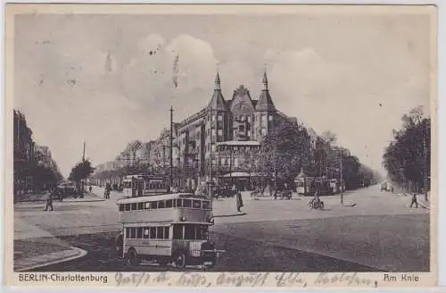 77961 Ak Berlin Charlottenburg am Knie mit Straßenbahn und Autobus um 1930