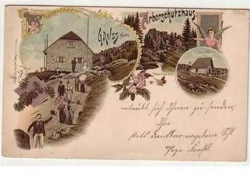 52160 Ak Lithographie Gruß vom Arberschutzhaus 1898