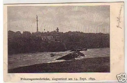 33019 Ak München eingestürzte Prinzregentenbrücke 1899