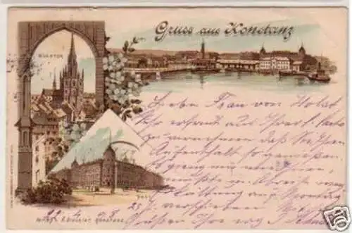 34510 Ak Lithographie Gruß aus Konstanz Post usw. 1898