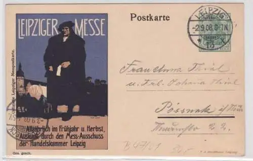 57126 Privatganzsache PP27/ B47/01 Leipziger Messpostkarte F.A. Brockhaus 1908