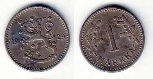 1 Markka Nickel Münze Finnland 1929