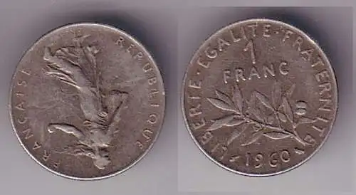 1 Franc Silber Münze Frankreich 1960