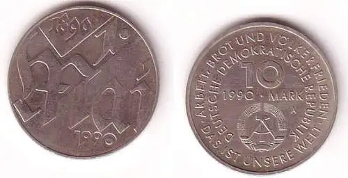 DDR Gedenk Münze 10 Mark 100. Jahre 1. Mai Feiertag 1990 (109910)