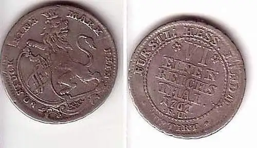 1/6 Taler Silber Münze Hessen Cassel 1767 F.U.