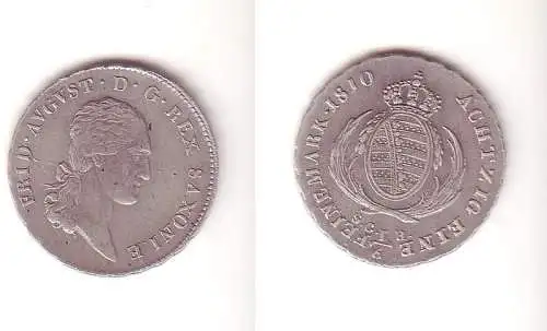 1/6 Taler Silber Münze Sachsen 1810 S.G.H.