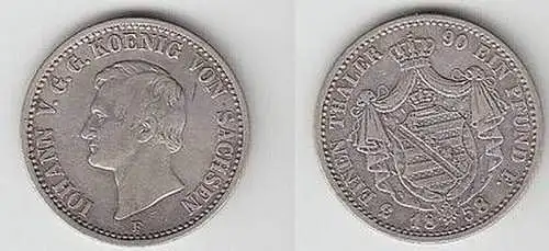 1/3 Taler Silber Münze Sachsen 1858 F