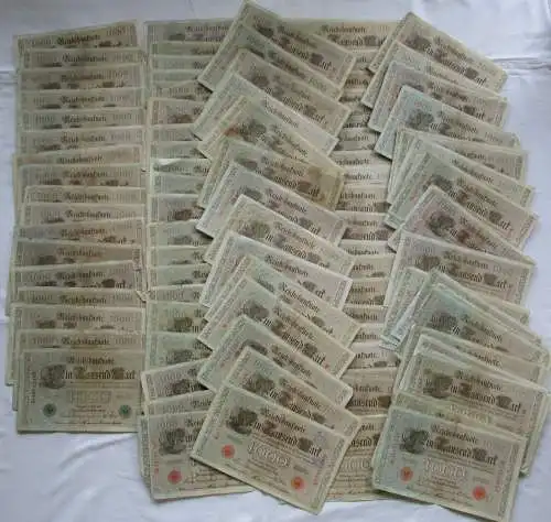 Sammlung mit 100 Banknoten 1000 Mark 1910 Deutschland Rosenberg 45/46 (115088)