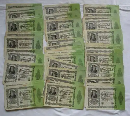 Sammlung mit 100 Banknoten 50000 Mark 1922 Ro. 79 (118378)