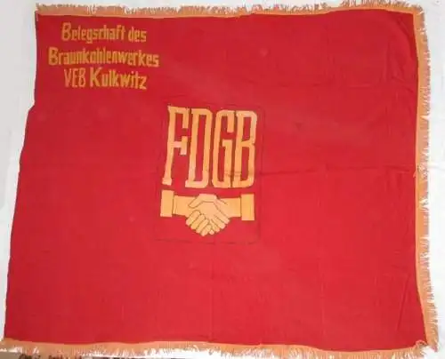 Original DDR Fahne Flagge FDGB Braunkohlenwerk VEB Kulkwitz (123553)