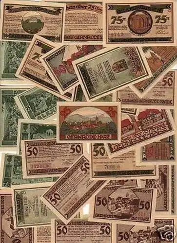 30 Banknoten Notgeld der Stadt Gernrode 1921