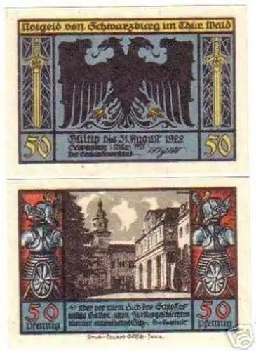 2 Banknoten Notgeld der Stadt Schwarzburg Thür. 1922