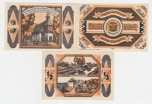 Kompl. Serie 3 Banknoten Gemeinde Kandrzin Pogorzelletz 1921