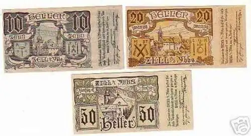 3 Banknoten Notgeld Gemeinde Zell a.d. Ybbs 1920