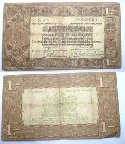 Banknote 1 Gulden Zilverbon Niederlande 1938