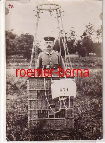 79620 Original Foto Luftschiffer im Ballon BZ 131 mit Fallschirm im 1. Weltkrieg