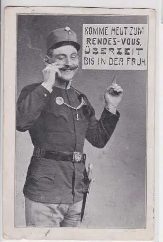 907980 Militär Humor Ak "Komme Heut zum Rendes Vous ..." 1912