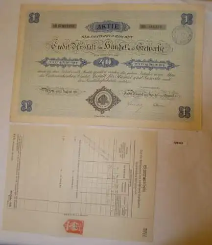 Aktie 40 Schilling Österreich Credit Anstalt für Handel und Gewerbe 1926