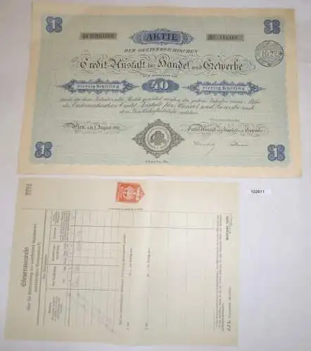 Aktie 40 Schilling Österreich Credit Anstalt für Handel und Gewerbe 1926