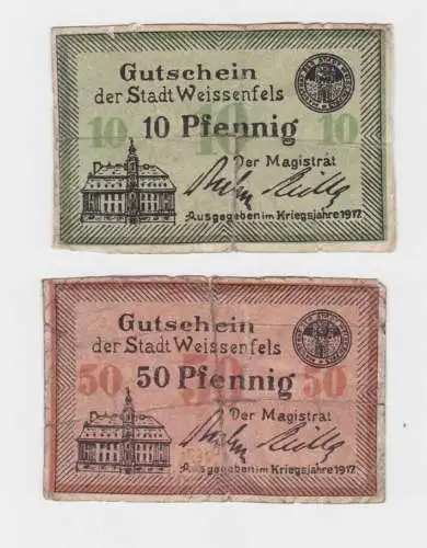 10 + 50 Pfennig Banknote Notgeld Stadt Weißenfels 1917 (136370)