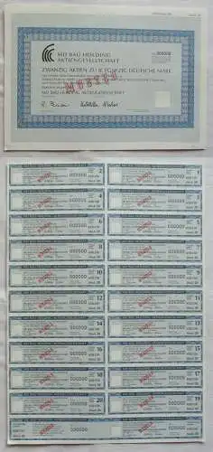 20 Stück x 50 DM Aktie MD Bau Holding AG München Juni 1992 (136220)