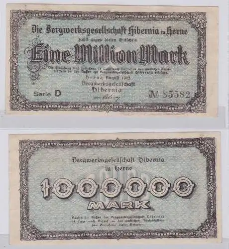 1 Million Mark Banknote Herne Bergwerksgesellschaft Hibernia August1923 (126386)