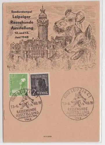 66726 Ak Sonderstempel Leipziger Rassehunde Ausstellung - Michel Nr. 943, 946