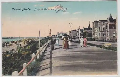 93880 Ak Warnemünde Bismarck Promenade 1912