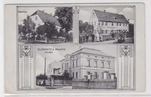 21948 Mehrbild Ak Blosswitz bei Stauchitz Hauptgut, Pfarrhaus usw. 1918