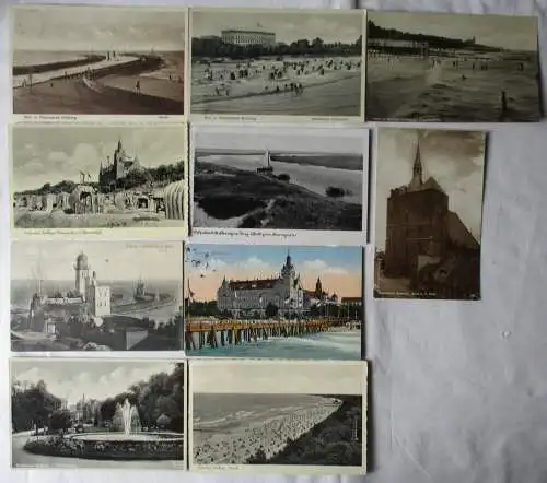 60523/10 Ak Kolberg - Dom, Strand, Kaiserplatz, Strandschloss, Mole, usw um 1930